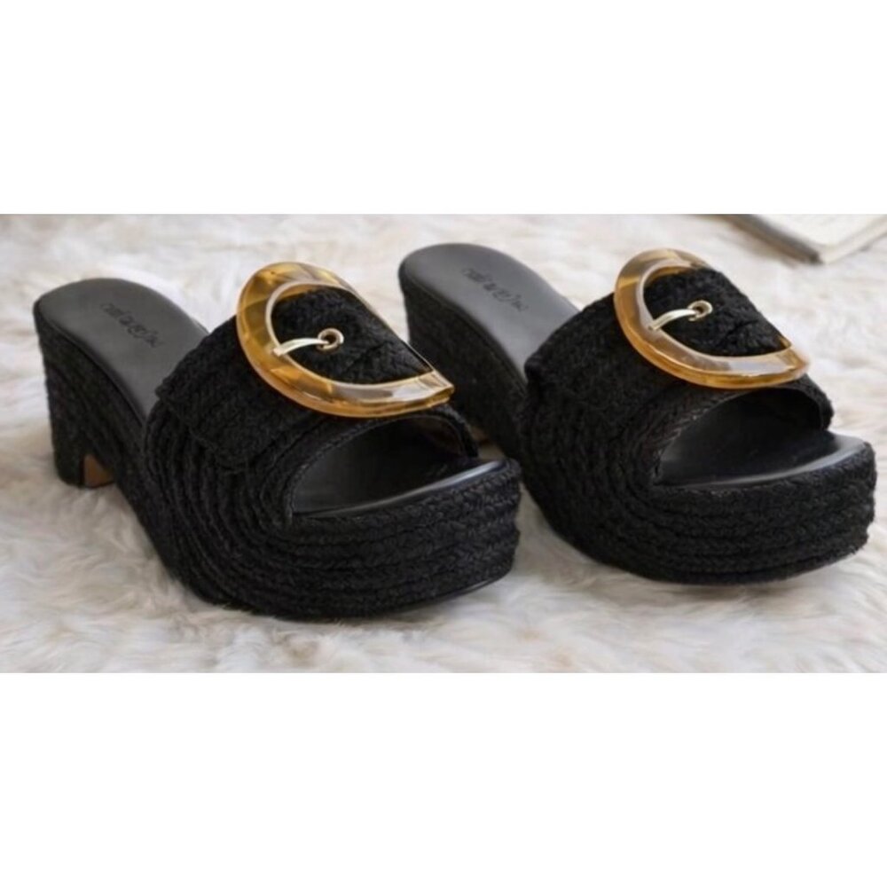 Cult Gaia Cleia Raffia Espadrille Platform Mules — Women’s US 7.5 New In Box